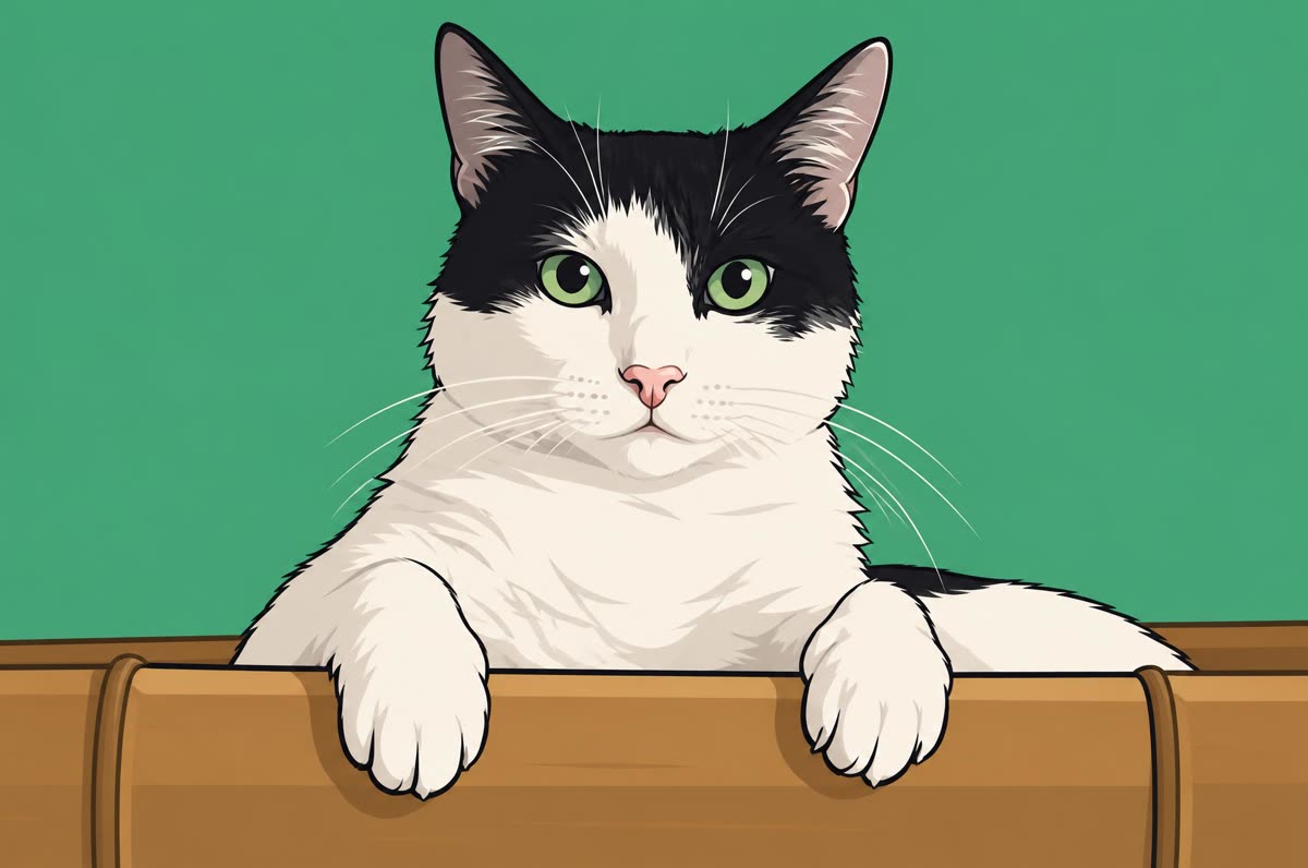 The same cat as a cartoon