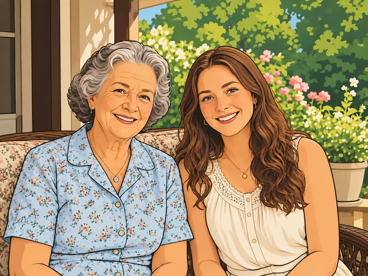 The same two women as a cartoon illustration
